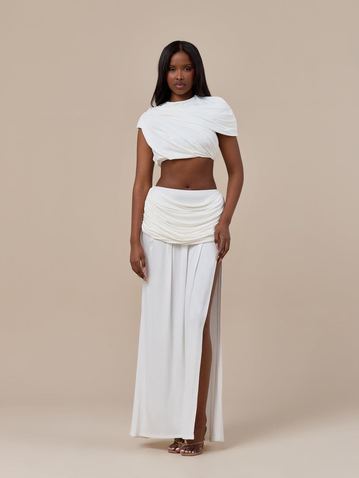 ATHENA DRAPE TOP | WHITE