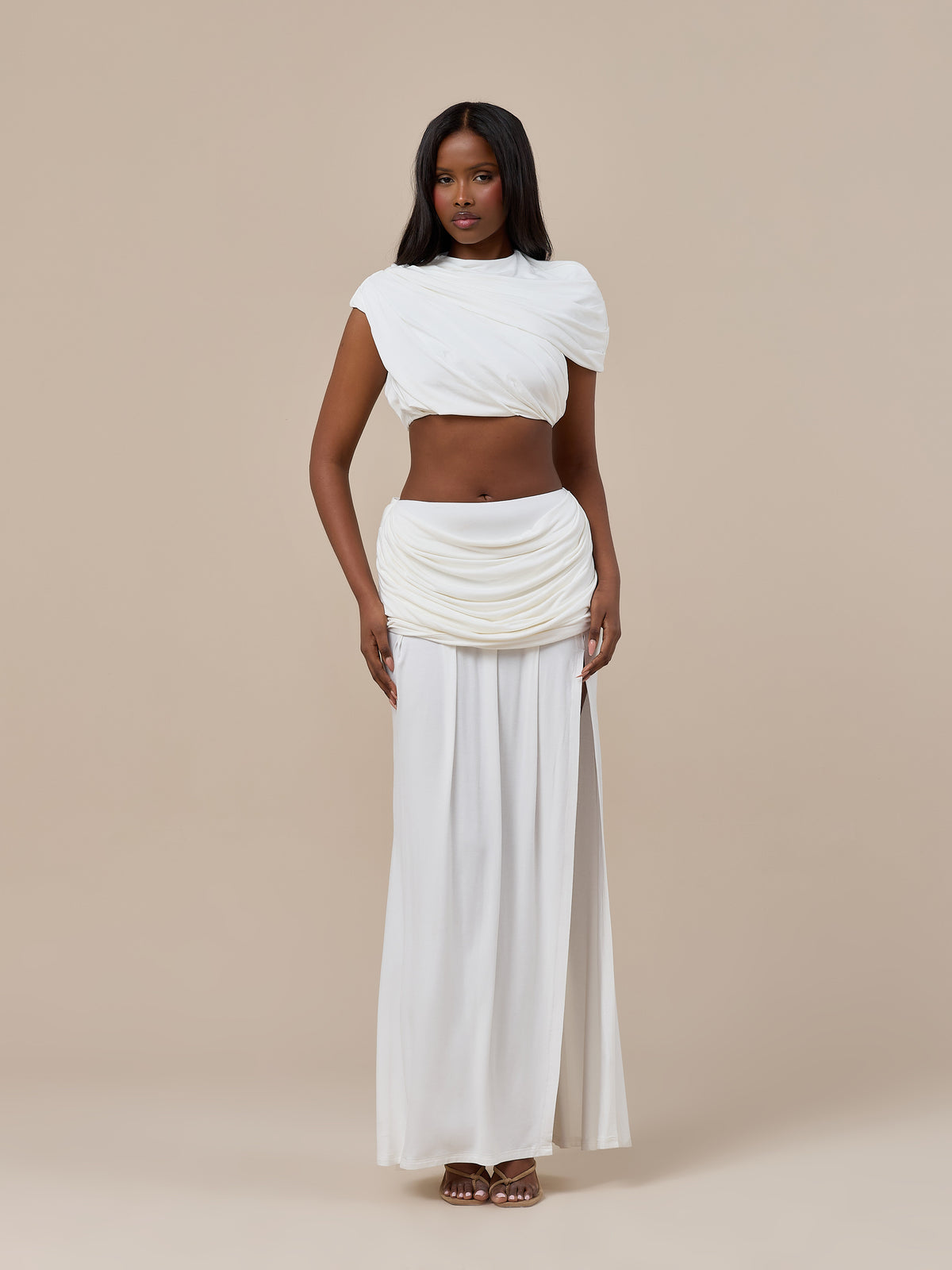 ATHENA DRAPE TOP | WHITE