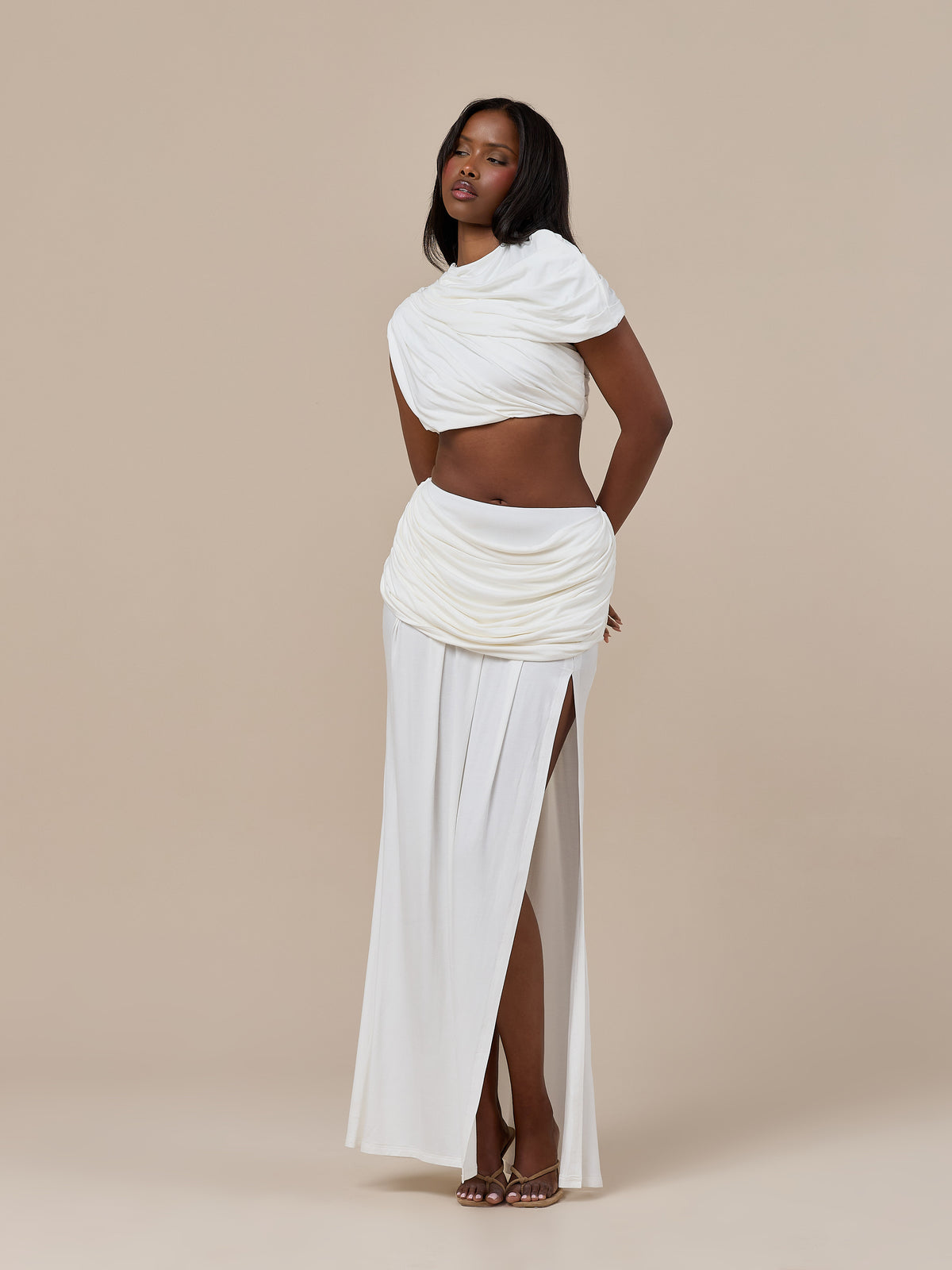 ATHENA DRAPE TOP | WHITE