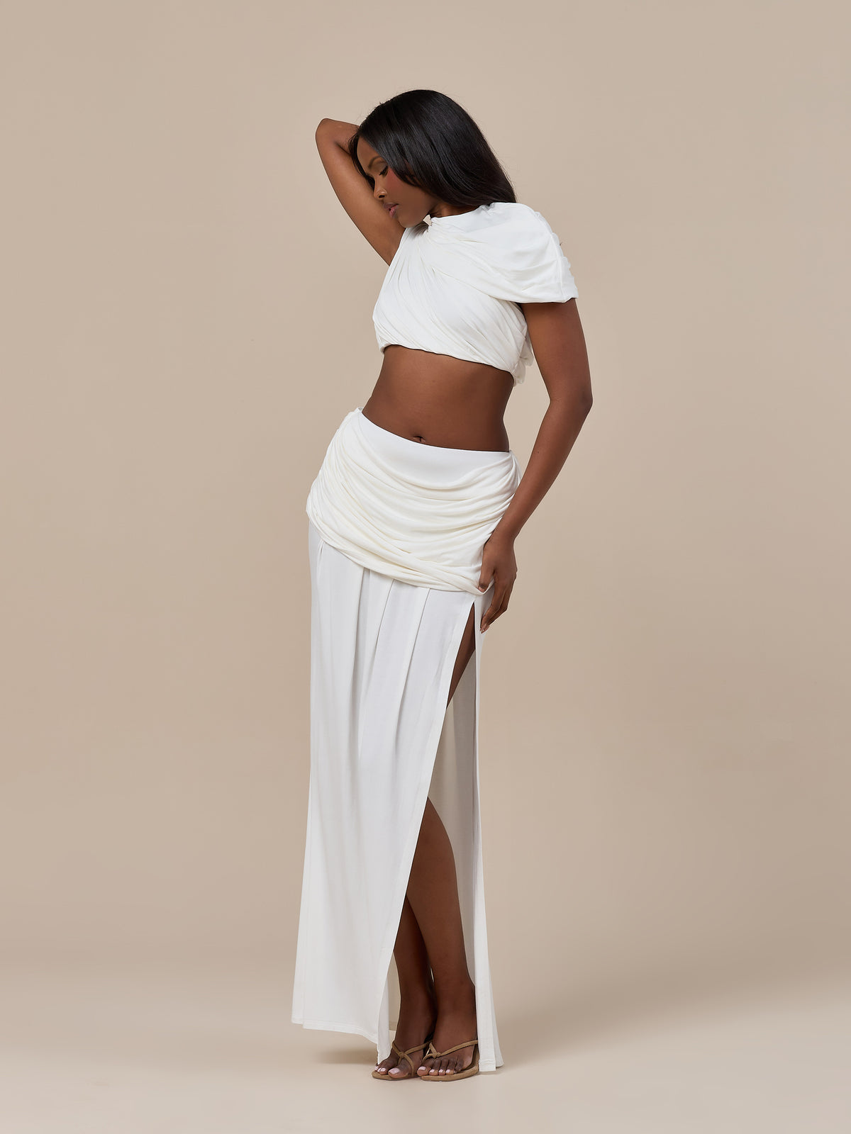 ATHENA DRAPE TOP | WHITE