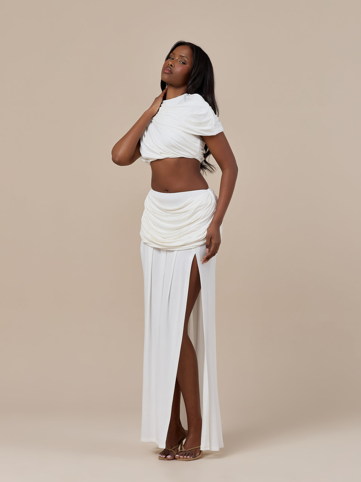 ATHENA DRAPE TOP | WHITE