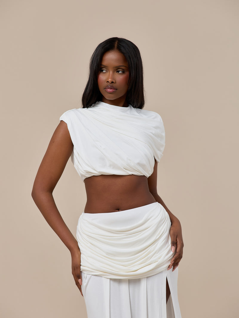 ATHENA DRAPE TOP | WHITE