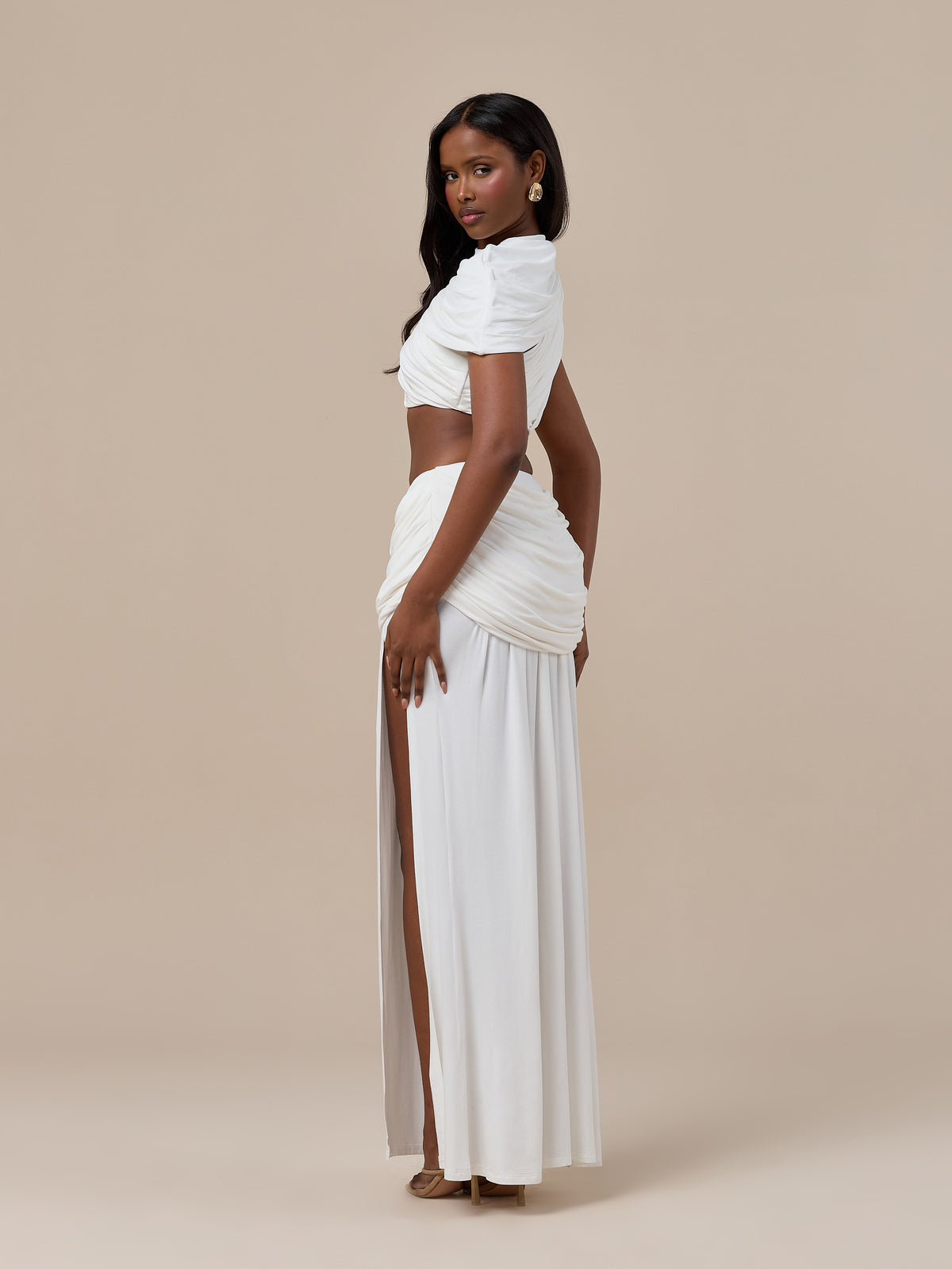 ATHENA DRAPE TOP | WHITE