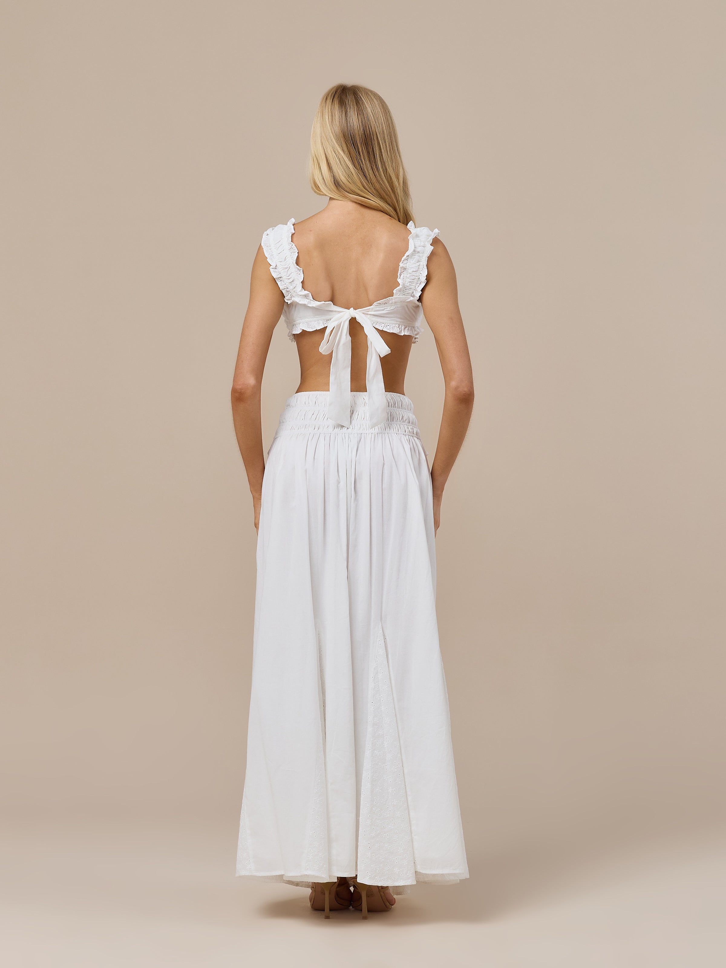 EMMY MAXI SKIRT WITH BRODERIE DETAIL | WHITE