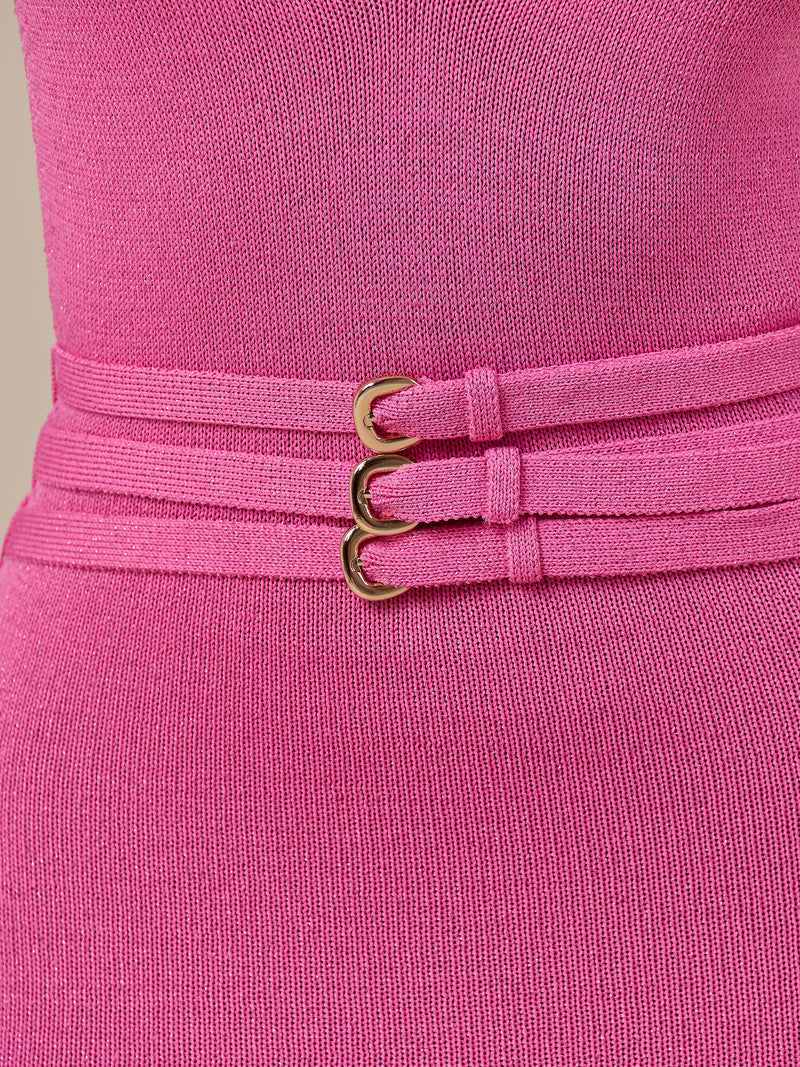 MADDY BELT DETAIL MAXI DRESS | PINK