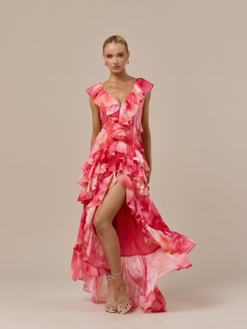 CARA RUFFLE MAXI DRESS | BLOOM PRINT