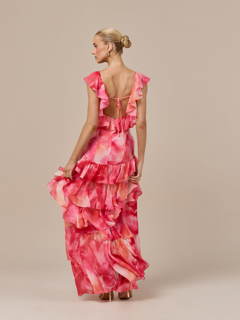 CARA RUFFLE MAXI DRESS | BLOOM PRINT