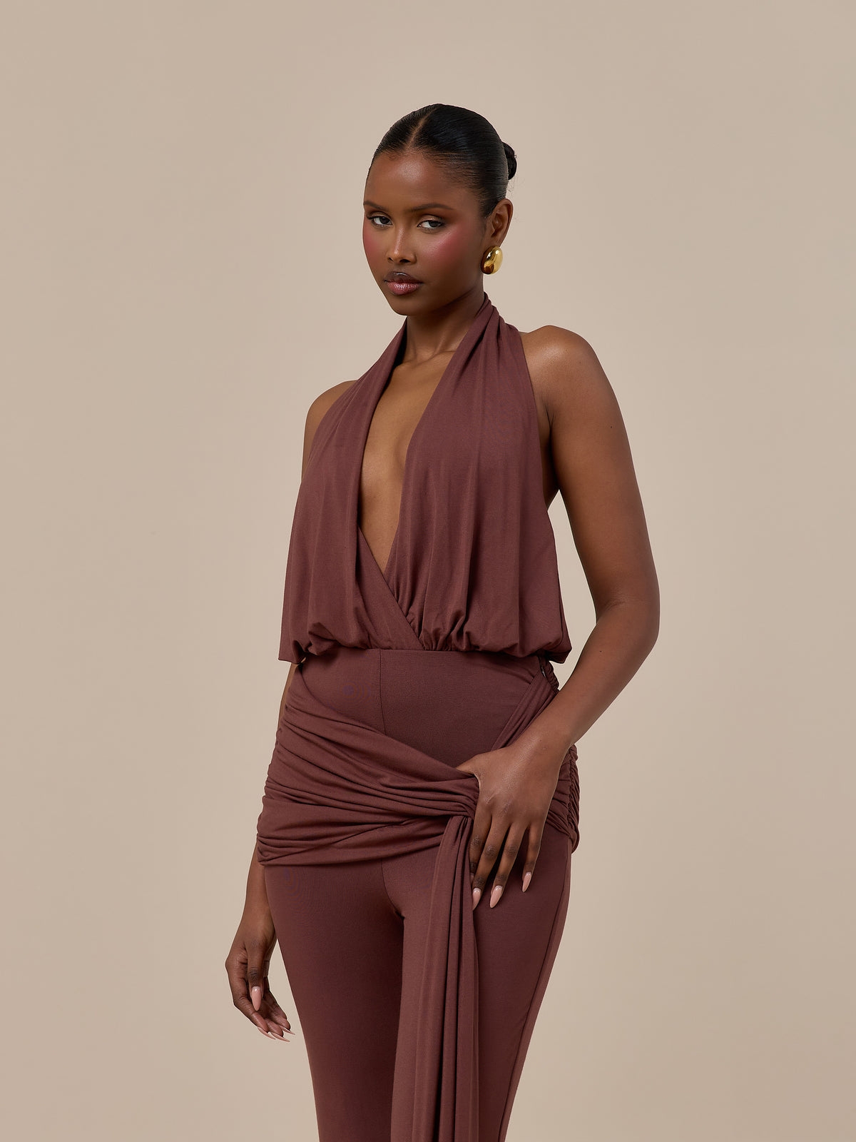 BELLA PLUNGE BODYSUIT | CHOCOLATE