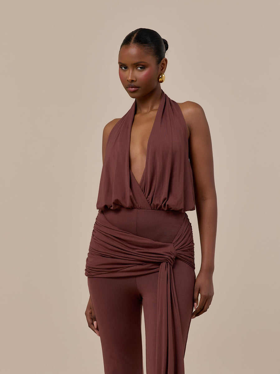 BELLA PLUNGE BODYSUIT | CHOCOLATE