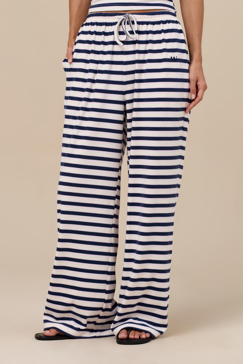 FERN STRAIGHT LEG STRIPED TROUSERS | NAVY, LEMON AND PINK