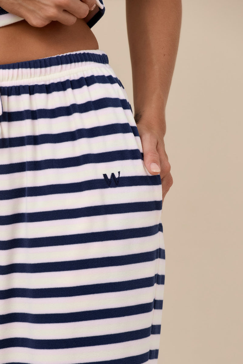 FERN STRAIGHT LEG STRIPED TROUSERS | NAVY, LEMON AND PINK