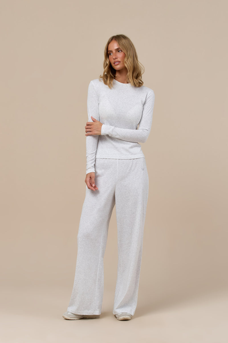 CASEY LONG SLEEVE SLUB T-SHIRT | MARL GREY