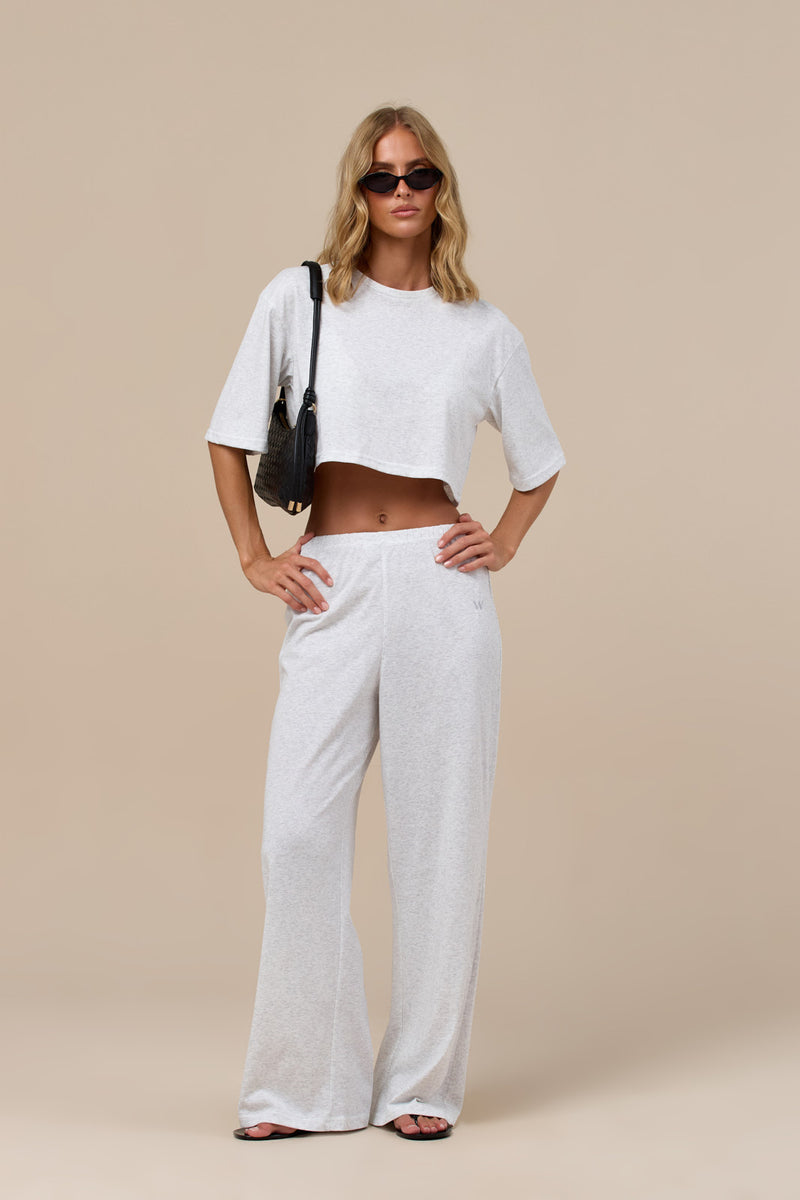 CASEY STRAIGHT LEG SLUB TROUSERS | MARL GREY