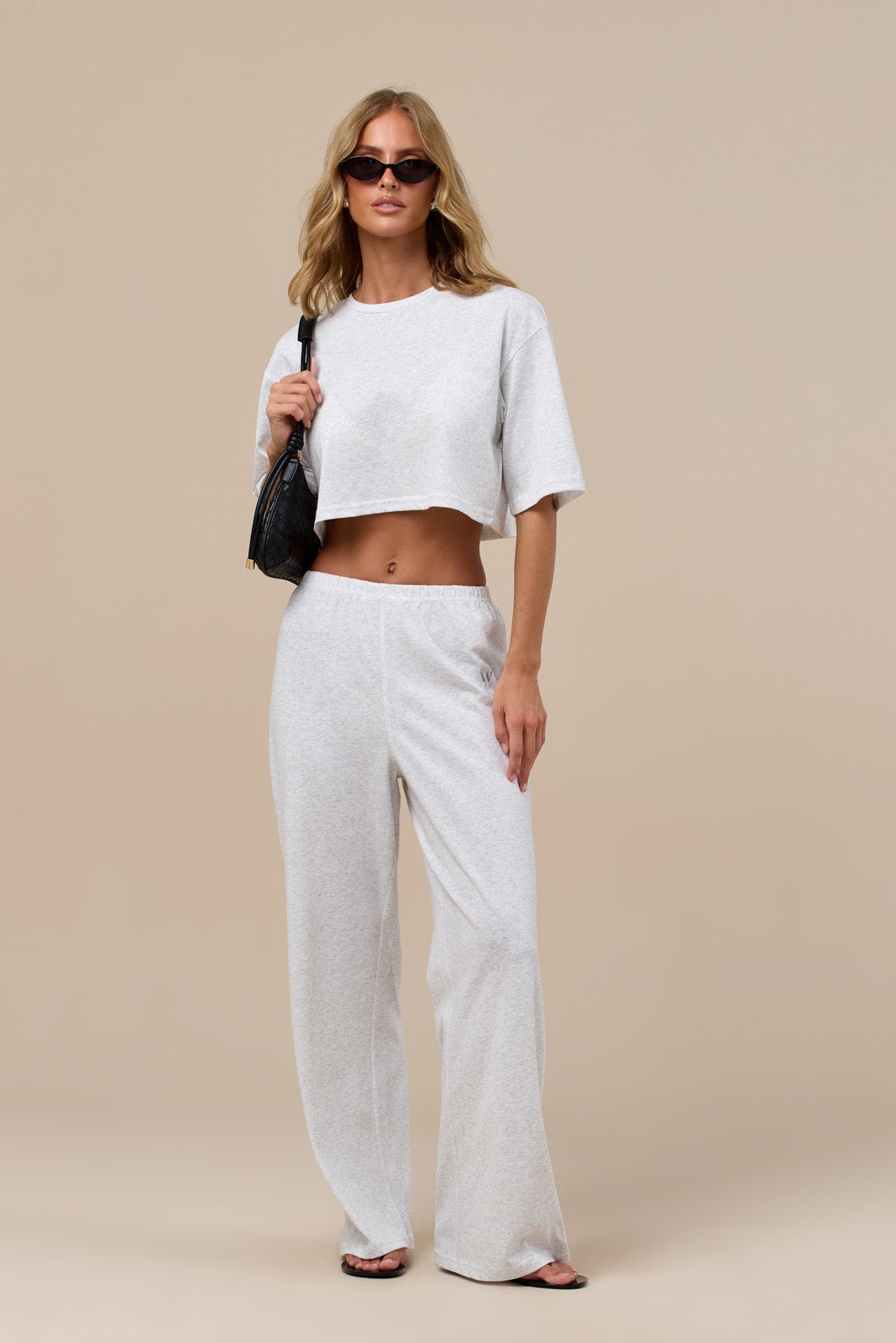 CASEY CROPPED SLUB T-SHIRT | MARL GREY