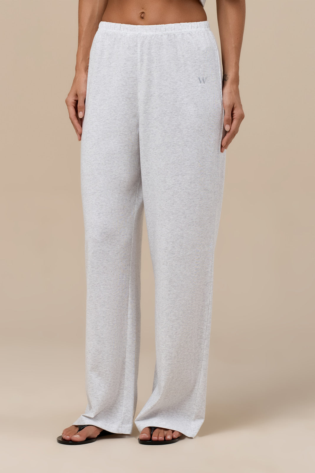 CASEY STRAIGHT LEG SLUB TROUSERS | MARL GREY
