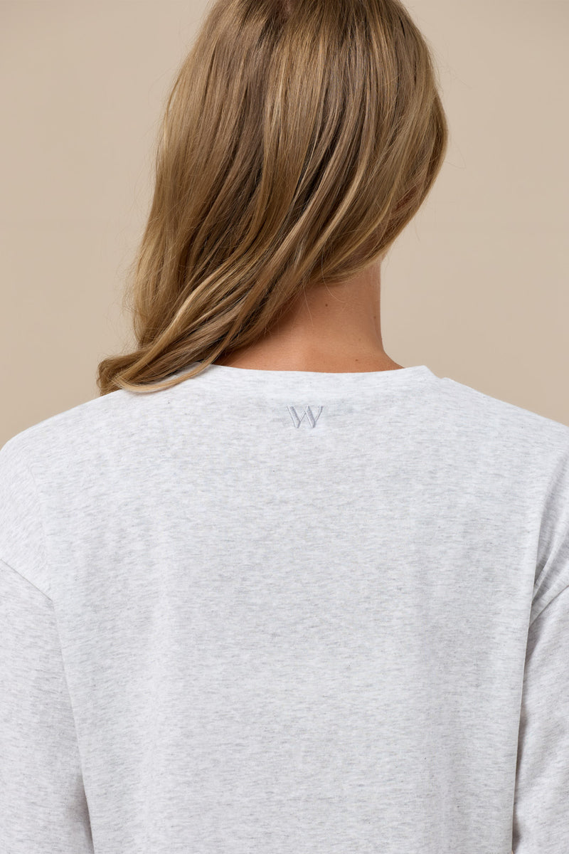 CASEY CROPPED SLUB T-SHIRT | MARL GREY