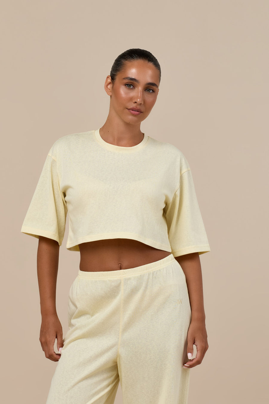 CASEY CROPPED SLUB T-SHIRT | BUTTER LEMON