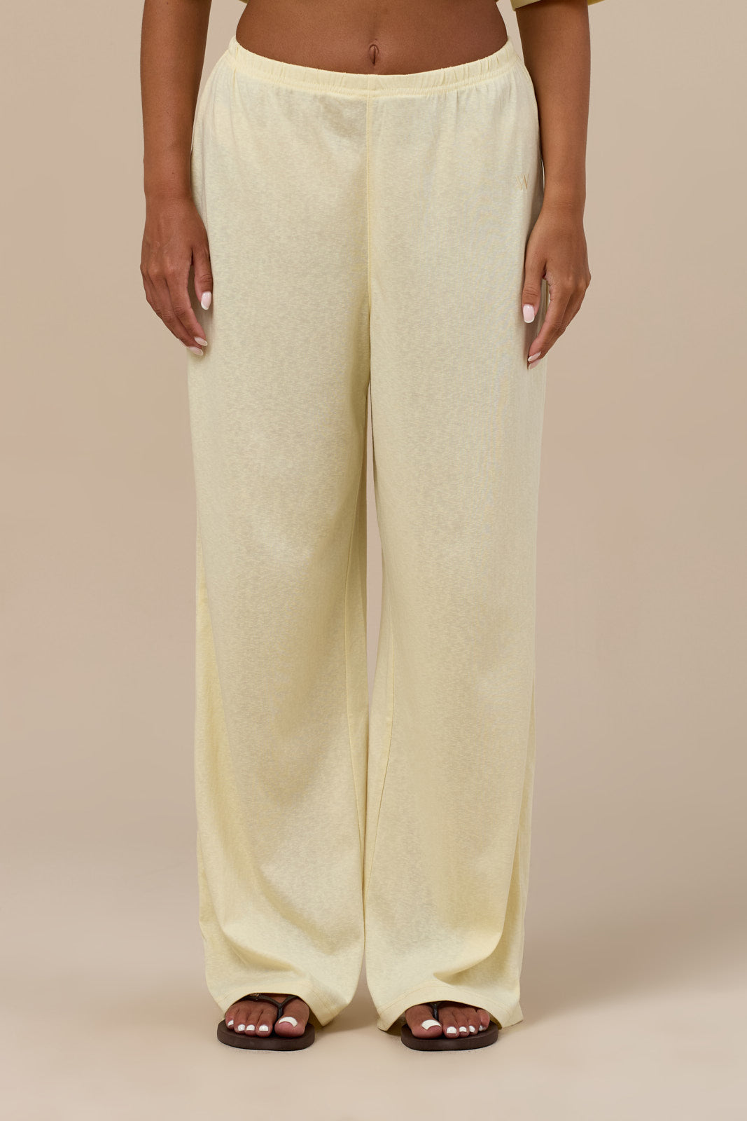 CASEY STRAIGHT LEG SLUB TROUSERS | BUTTER LEMON