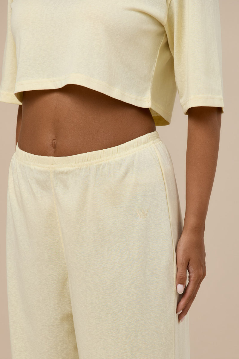 CASEY STRAIGHT LEG SLUB TROUSERS | BUTTER LEMON