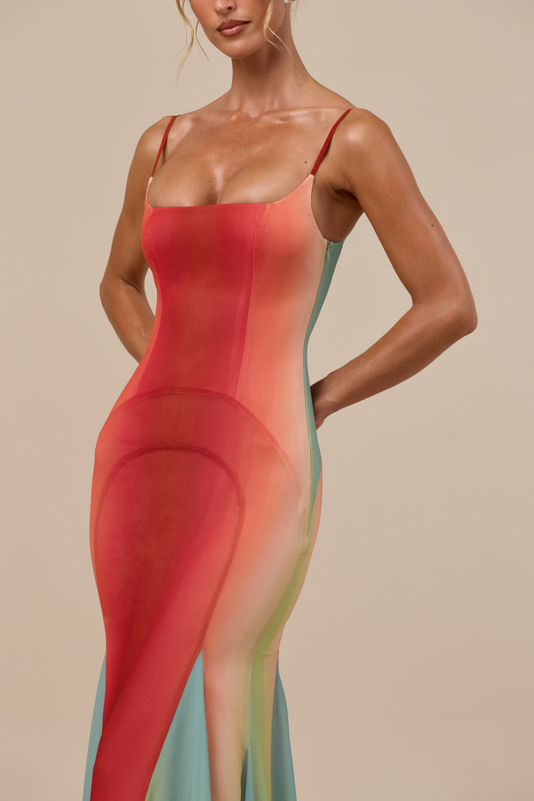 RAYNE PANELLED MAXI DRESS | RAINBOW OMBRE
