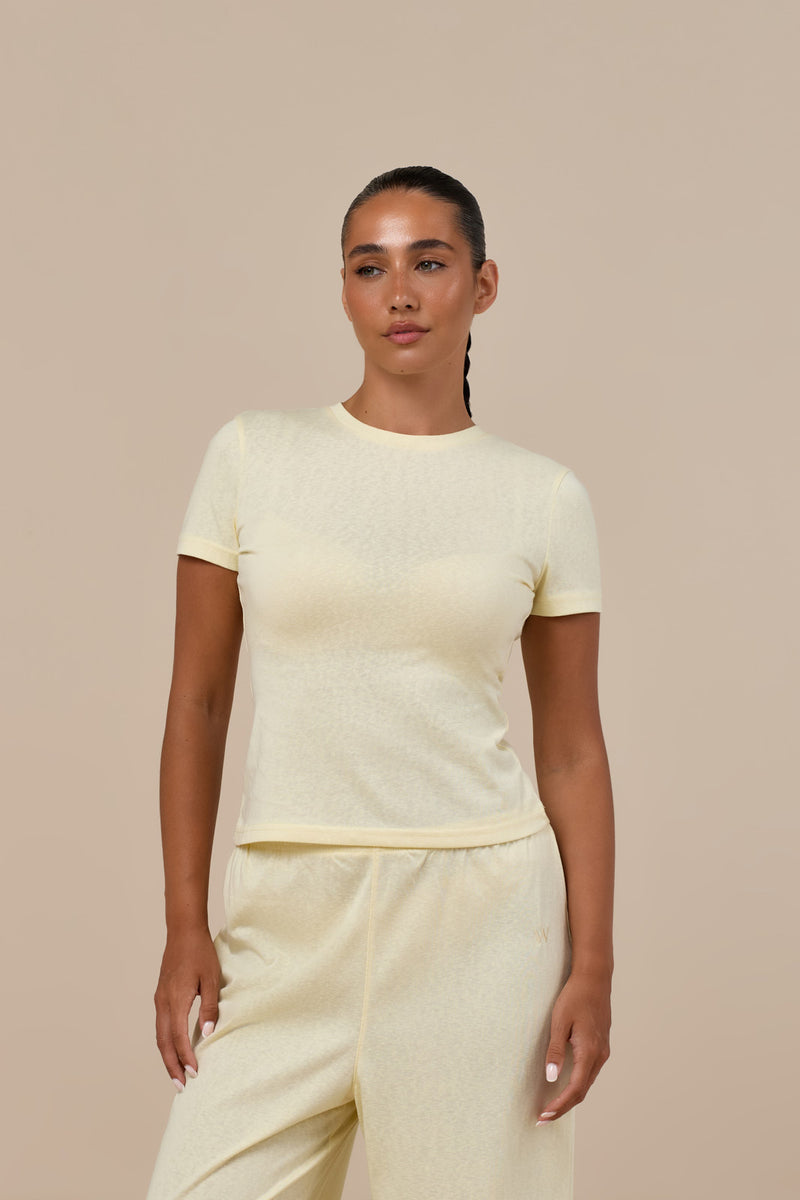 CASEY SHORT SLEEVE SLUB T-SHIRT | BUTTER LEMON