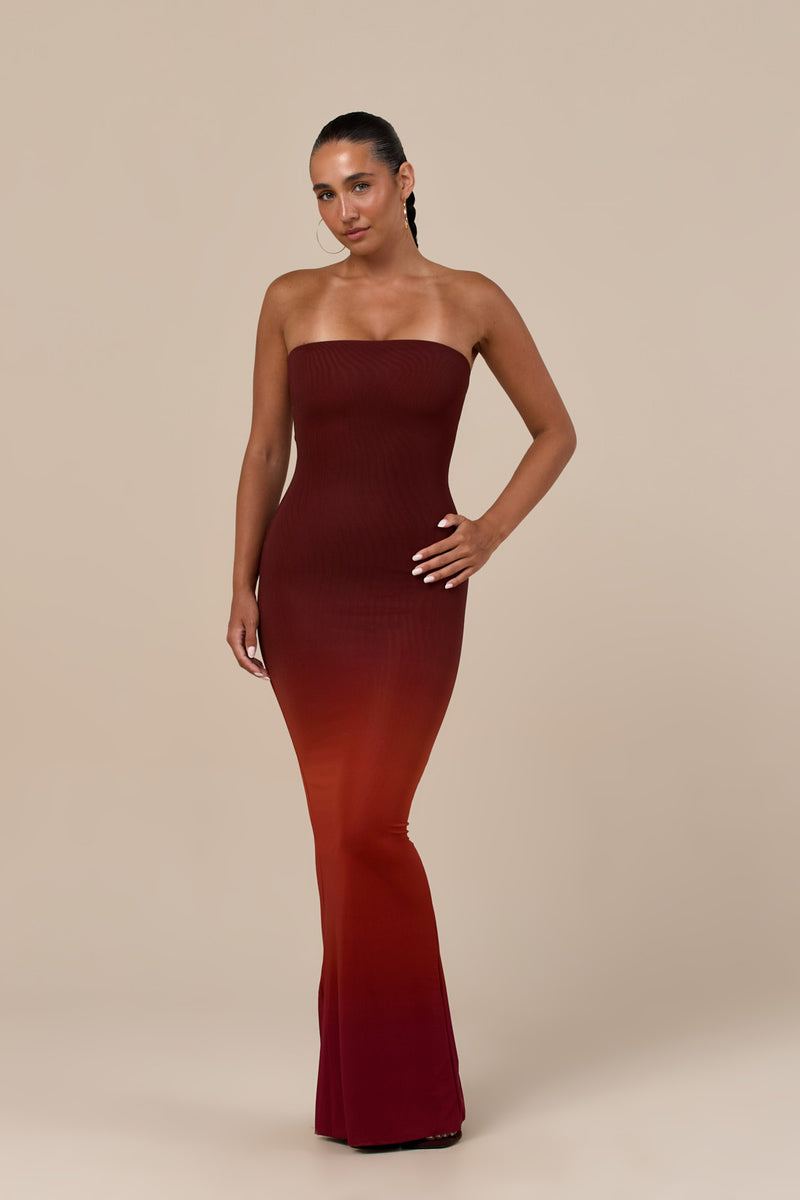 BONITA BANDEAU DRESS | BROWN OMBRE