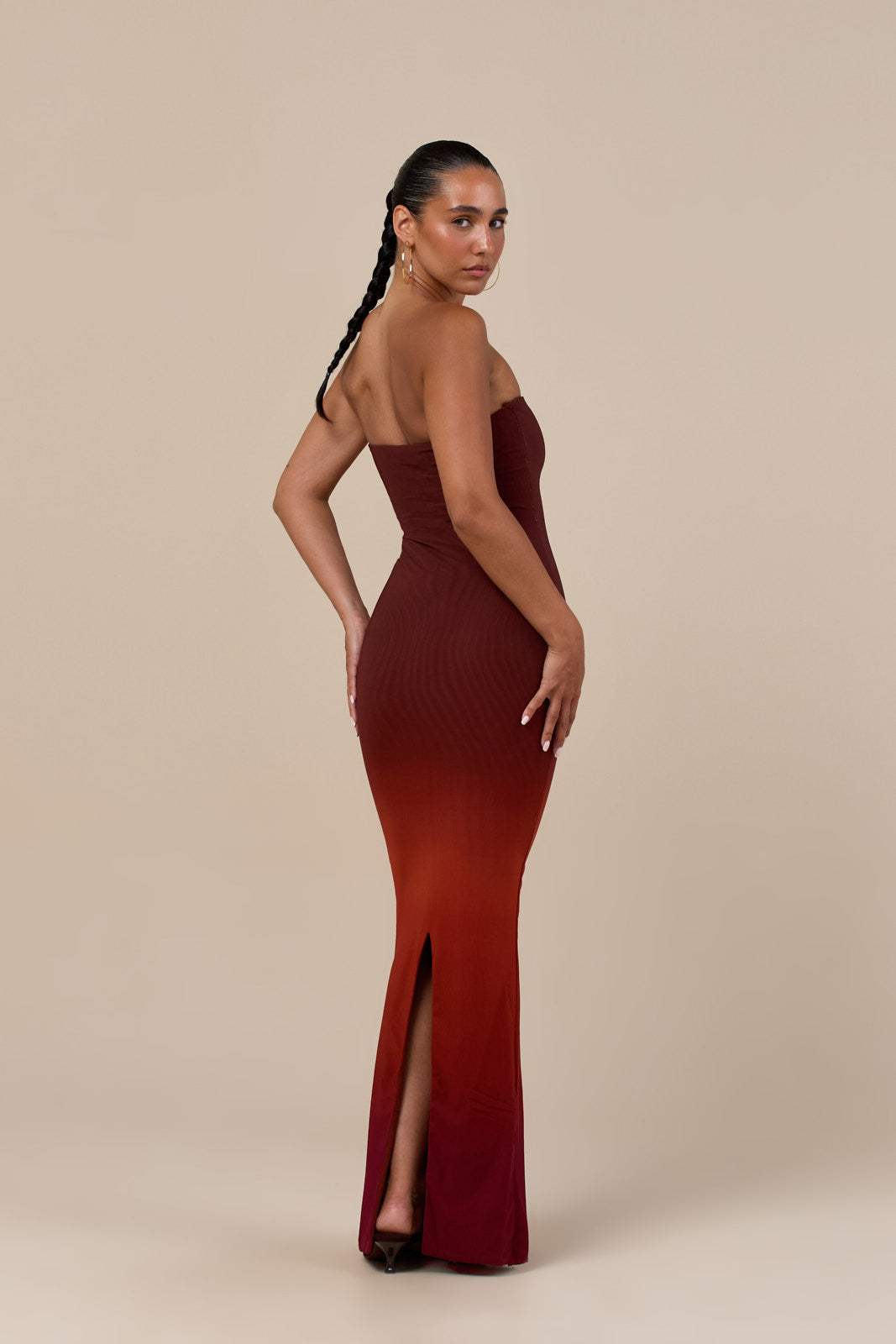 BONITA BANDEAU DRESS | BROWN OMBRE
