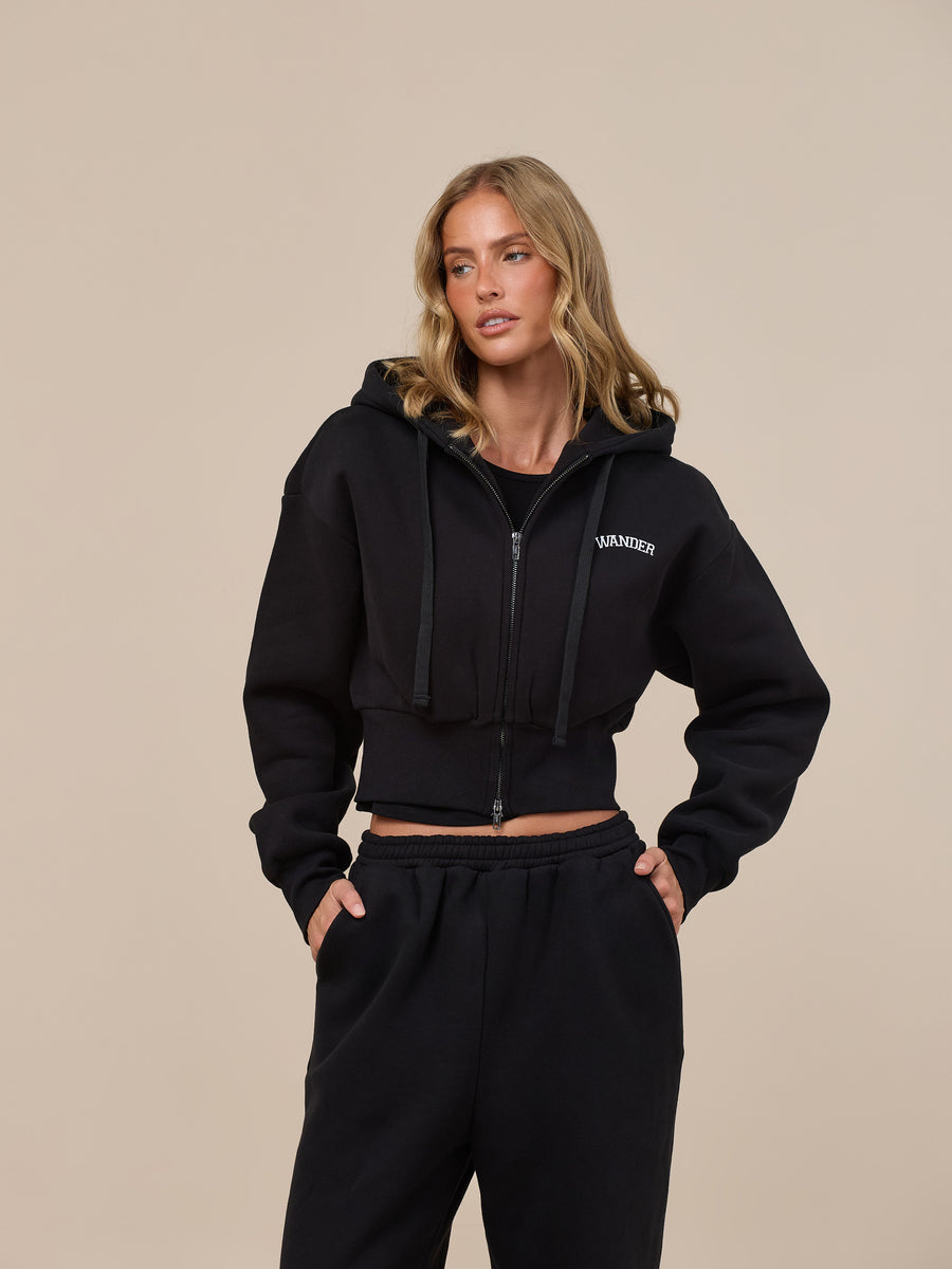 SLOANE OVERSIZED ZIP HOODIE | BLACK