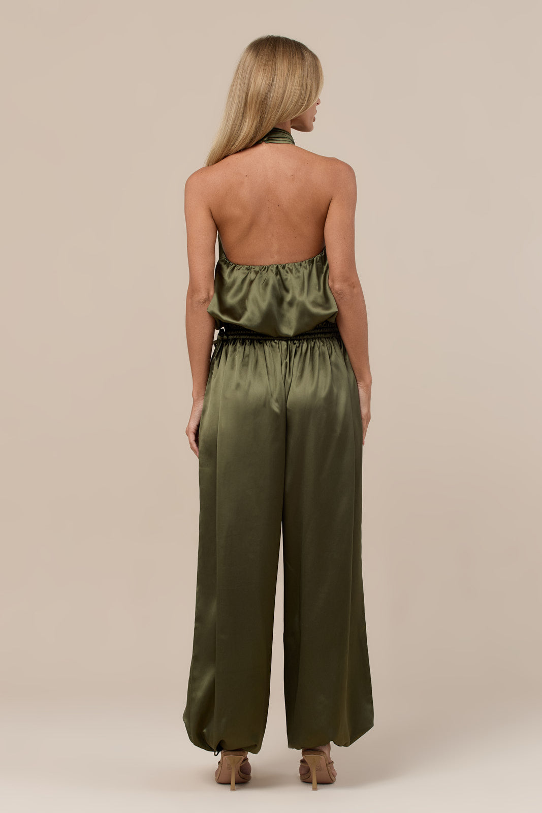 SUMMA SATIN DRAPE TOP | OLIVE