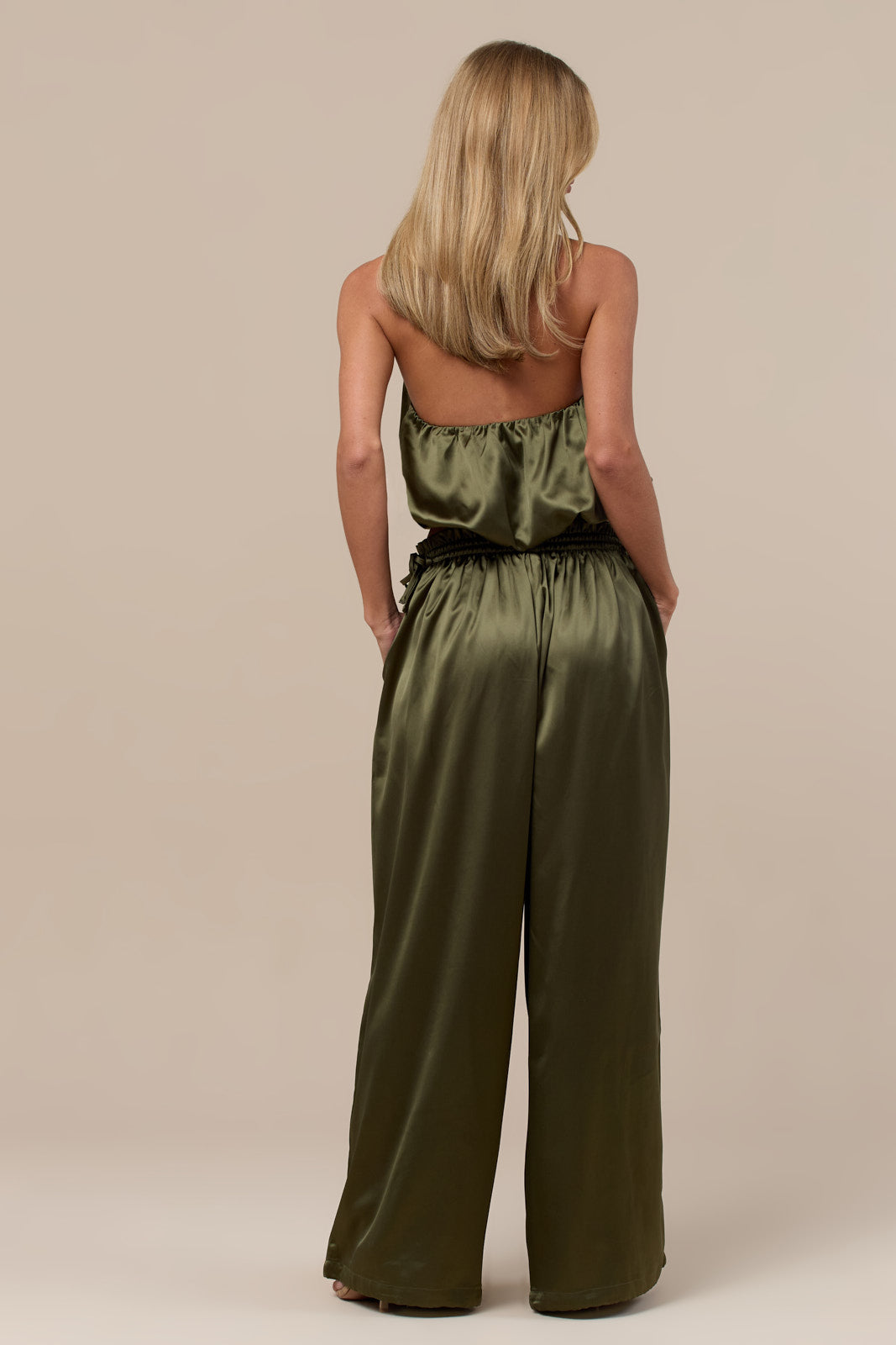 SUMMA SATIN BALLOON DRAPE TROUSERS | OLIVE