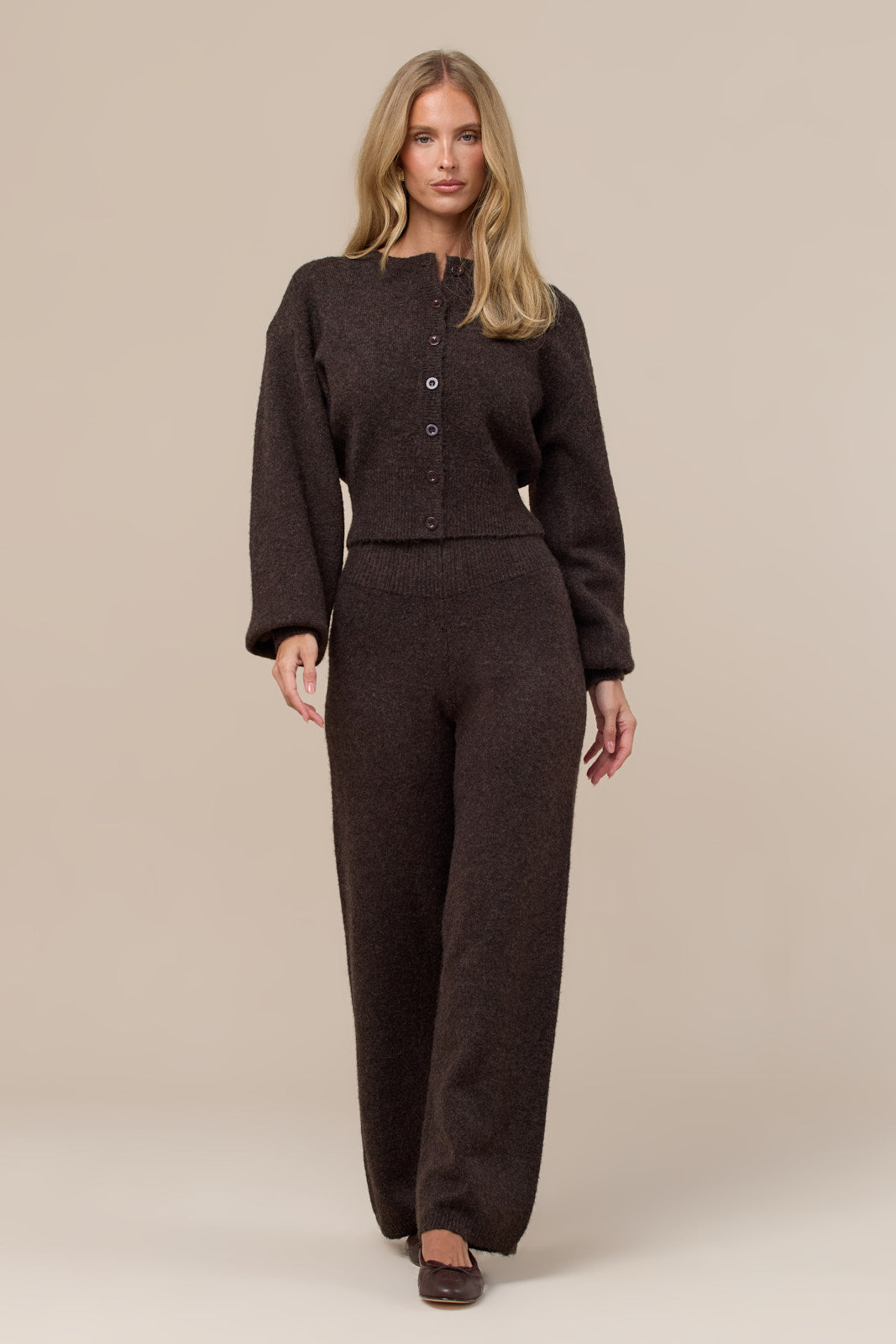 HARLOW KNITTED TROUSERS | CHOCOLATE