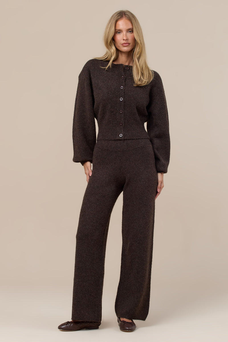 HARLOW KNITTED TROUSERS | CHOCOLATE