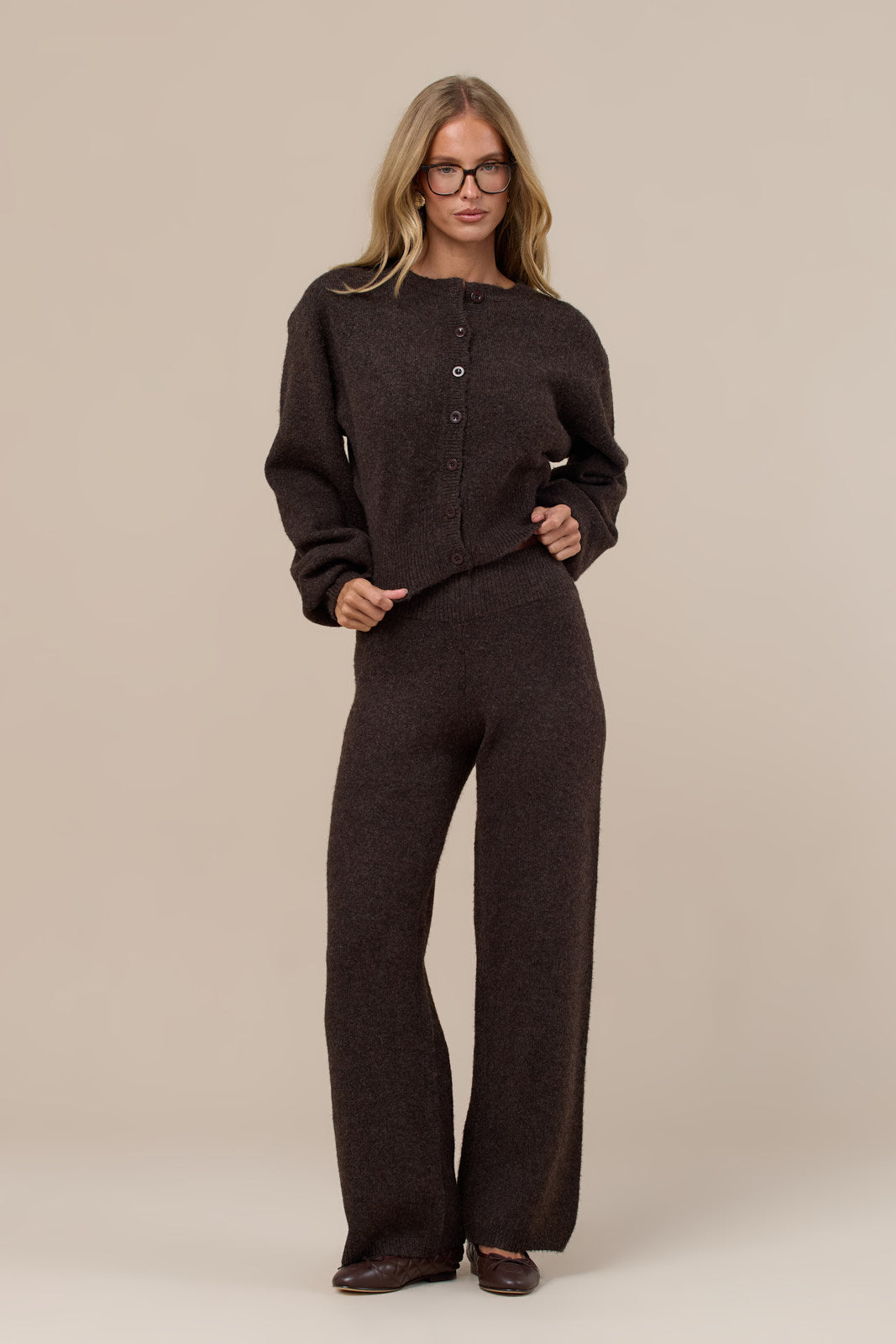 HARLOW KNITTED TROUSERS | CHOCOLATE