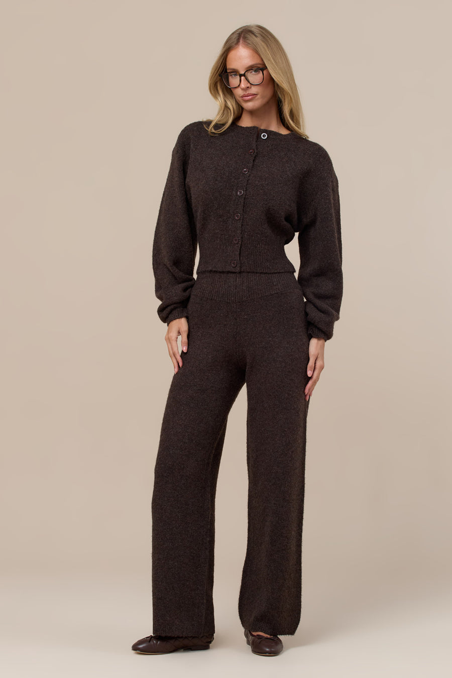 HARLOW KNITTED TROUSERS | CHOCOLATE