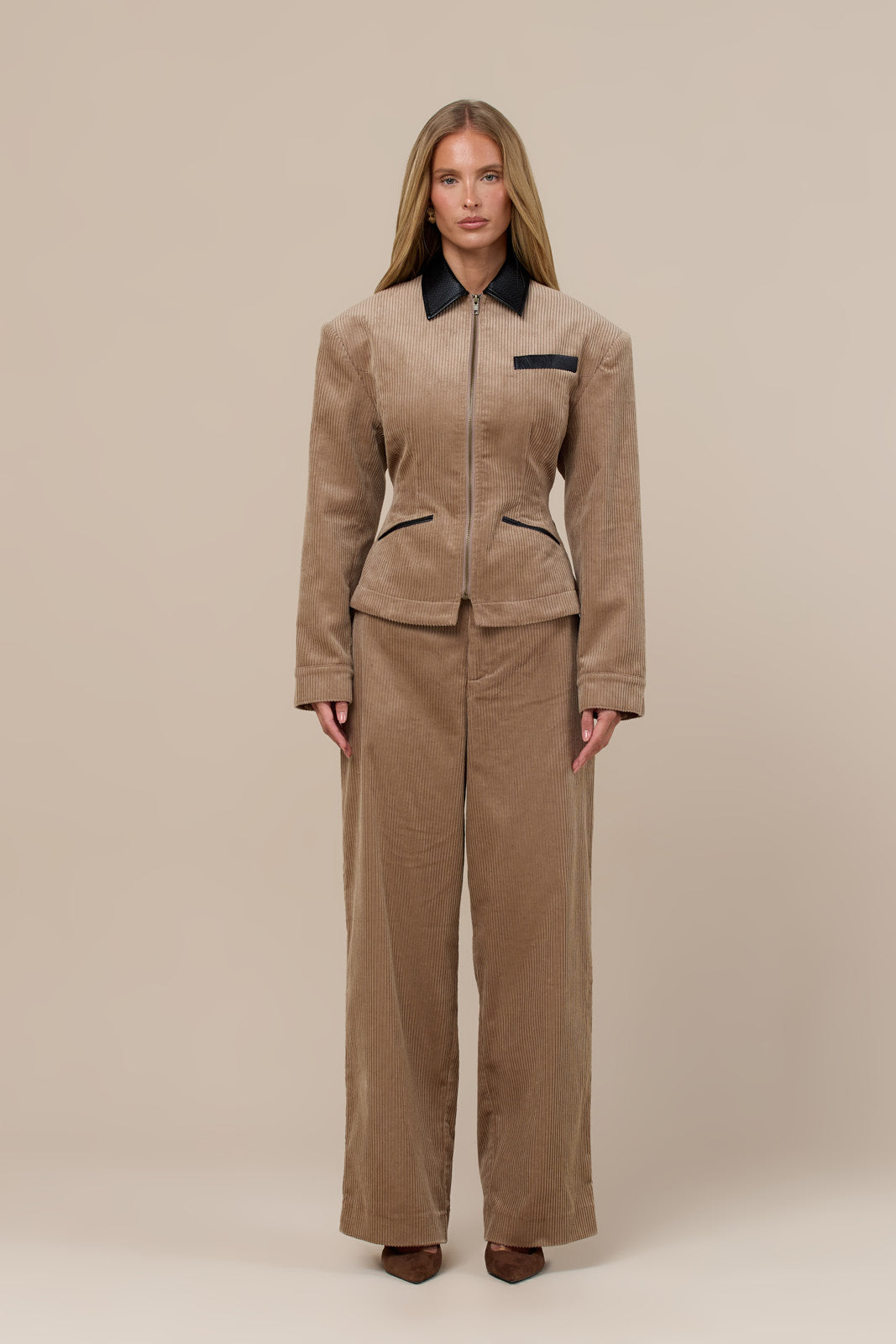 HAMETT CORDUROY CINCHED JACKET | CARAMEL