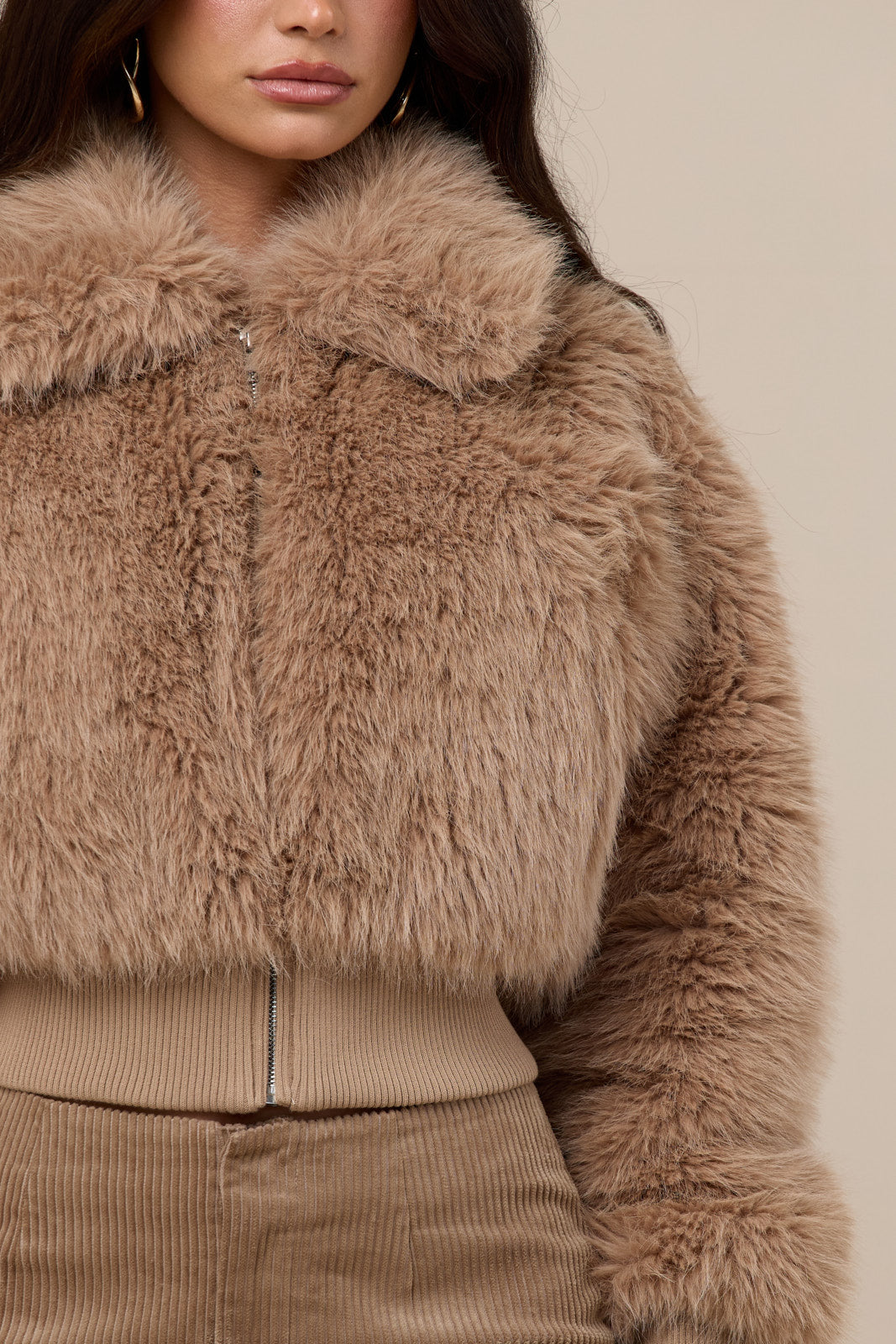 TATIANA FAUX FUR JACKET | CARAMEL