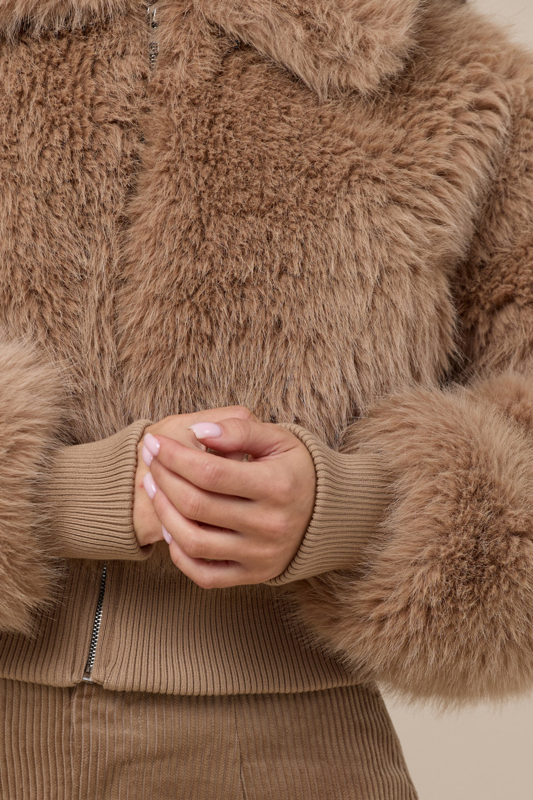 TATIANA FAUX FUR JACKET | CARAMEL