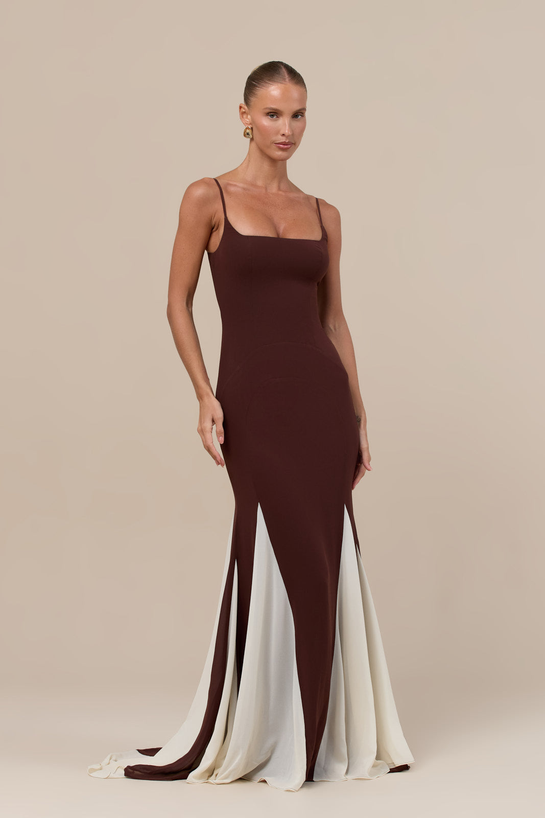 RAYNE PANELLED MAXI DRESS | CHOCOLATE AND CREAM