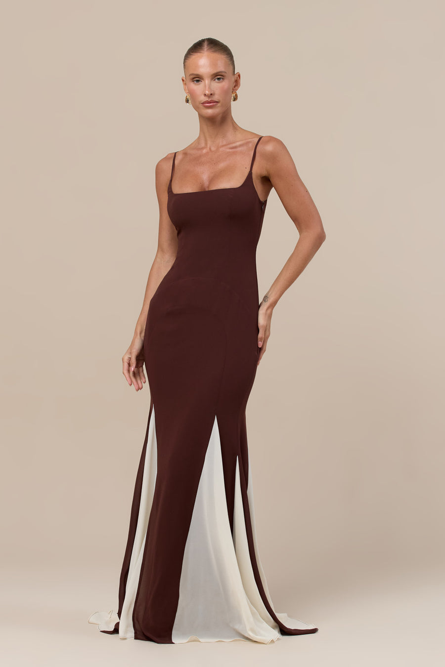 RAYNE PANELLED MAXI DRESS | CHOCOLATE AND CREAM