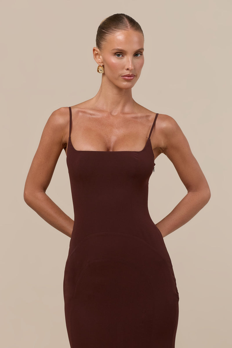 RAYNE PANELLED MAXI DRESS | CHOCOLATE AND CREAM