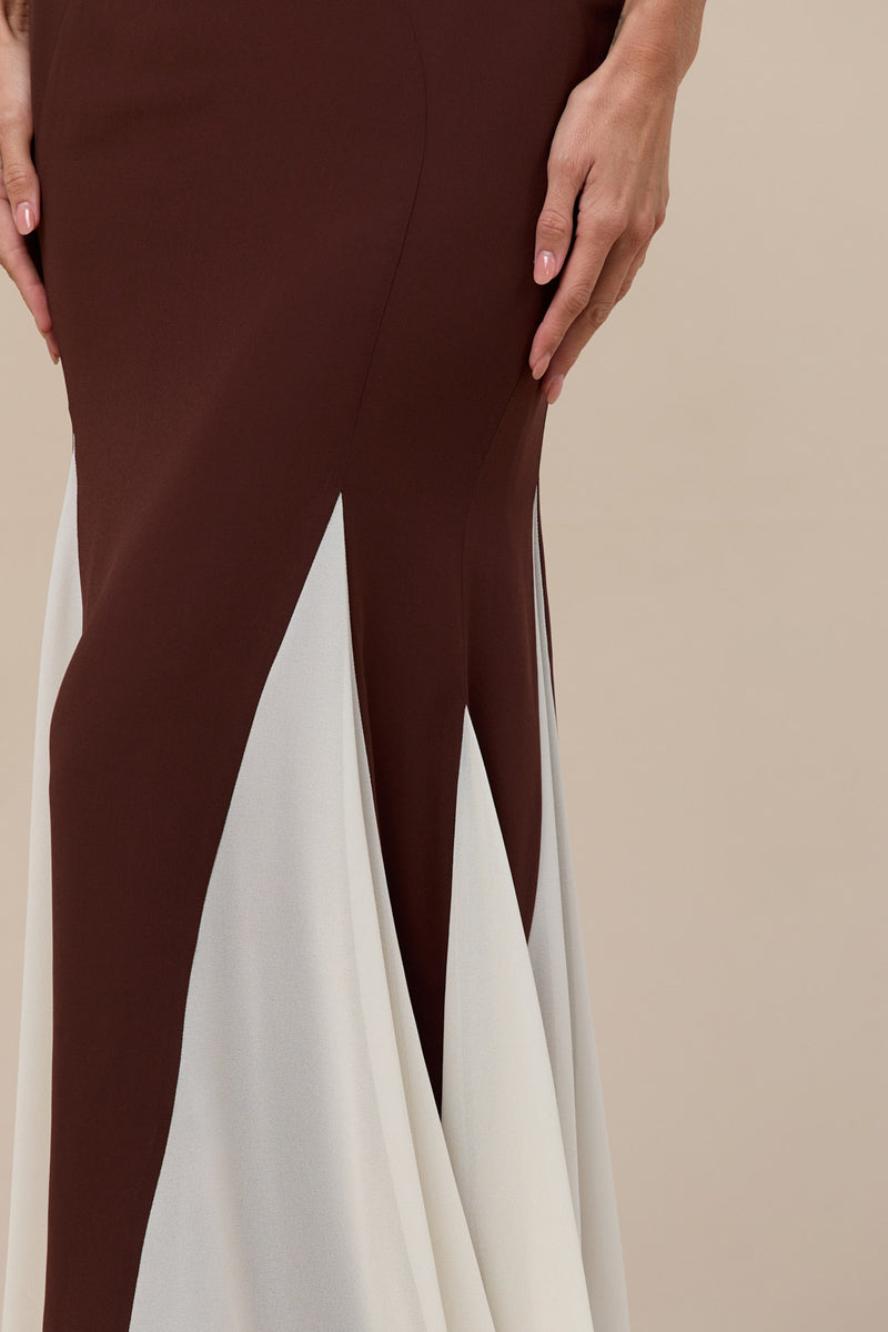 RAYNE PANELLED MAXI DRESS | CHOCOLATE AND CREAM
