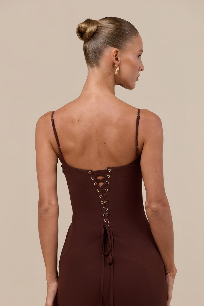 RAYNE PANELLED MAXI DRESS | CHOCOLATE AND CREAM