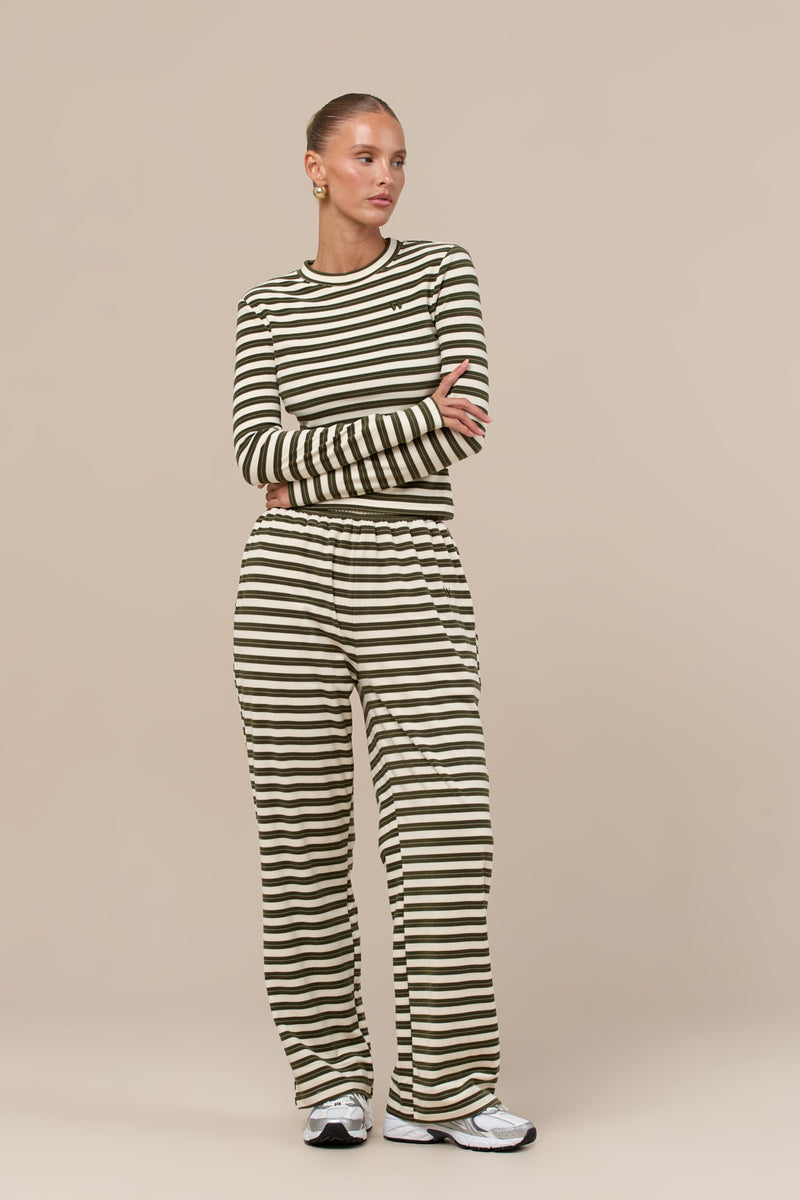 FRANKIE TROUSERS | CREAM & KHAKI STRIPE