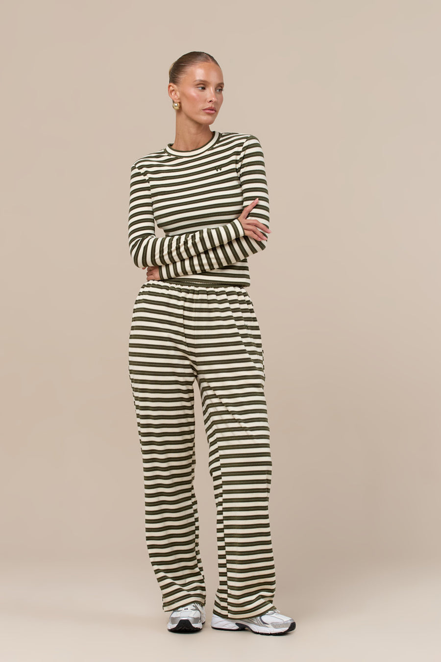 FRANKIE TROUSERS | CREAM & KHAKI STRIPE