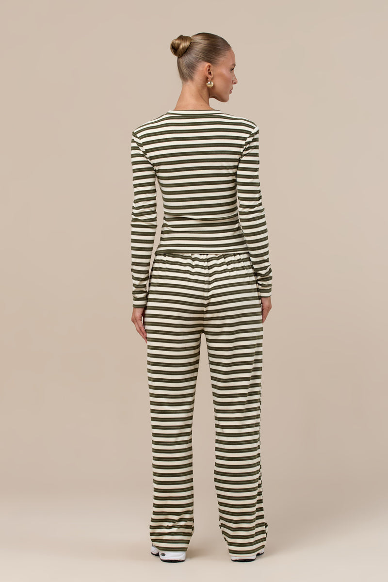 FRANKIE TROUSERS | CREAM & KHAKI STRIPE