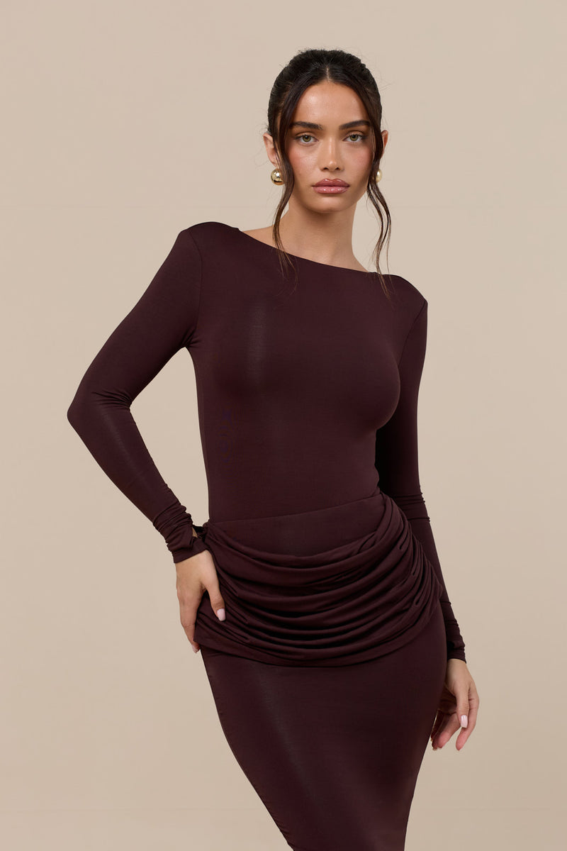 ASHTIN BOAT NECK BODYSUIT | ESPRESSO
