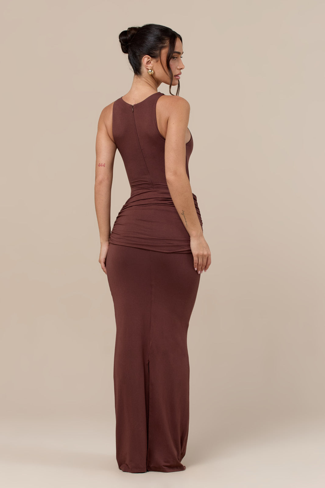 BELLA HIGH WAISTED MAXI SKIRT WITH WRAP SASH | CHOCOLATE