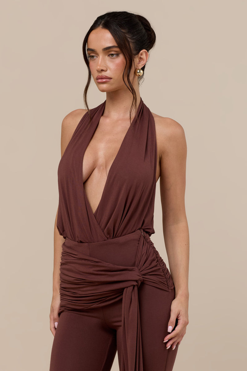 BELLA PLUNGE BODYSUIT | CHOCOLATE