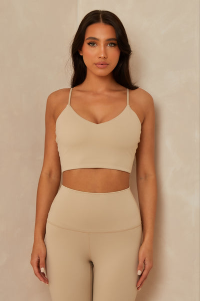 FC ACTIVE CROP TOP | ALMOND