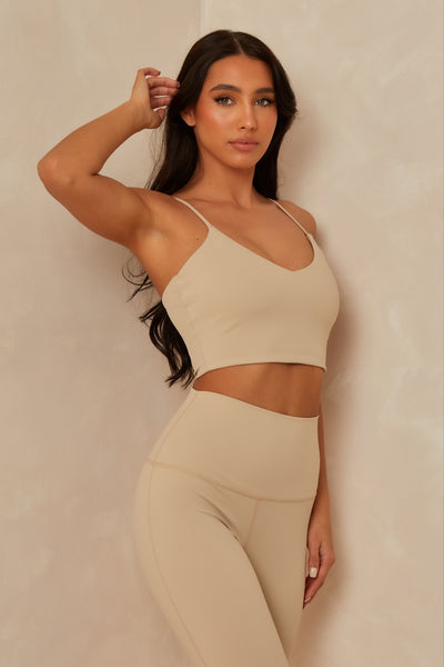 FC ACTIVE CROP TOP | ALMOND